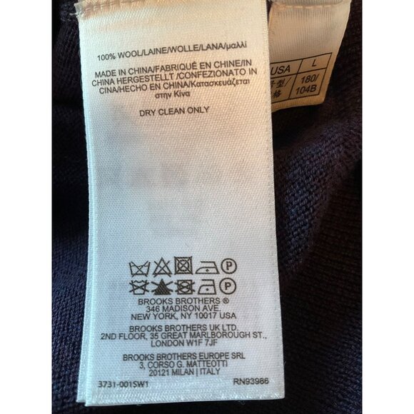 Brooks Brother's Mens Large Sweater Pullover Purple V neck Saxxon Wool Minimali - Picture 8 of 10